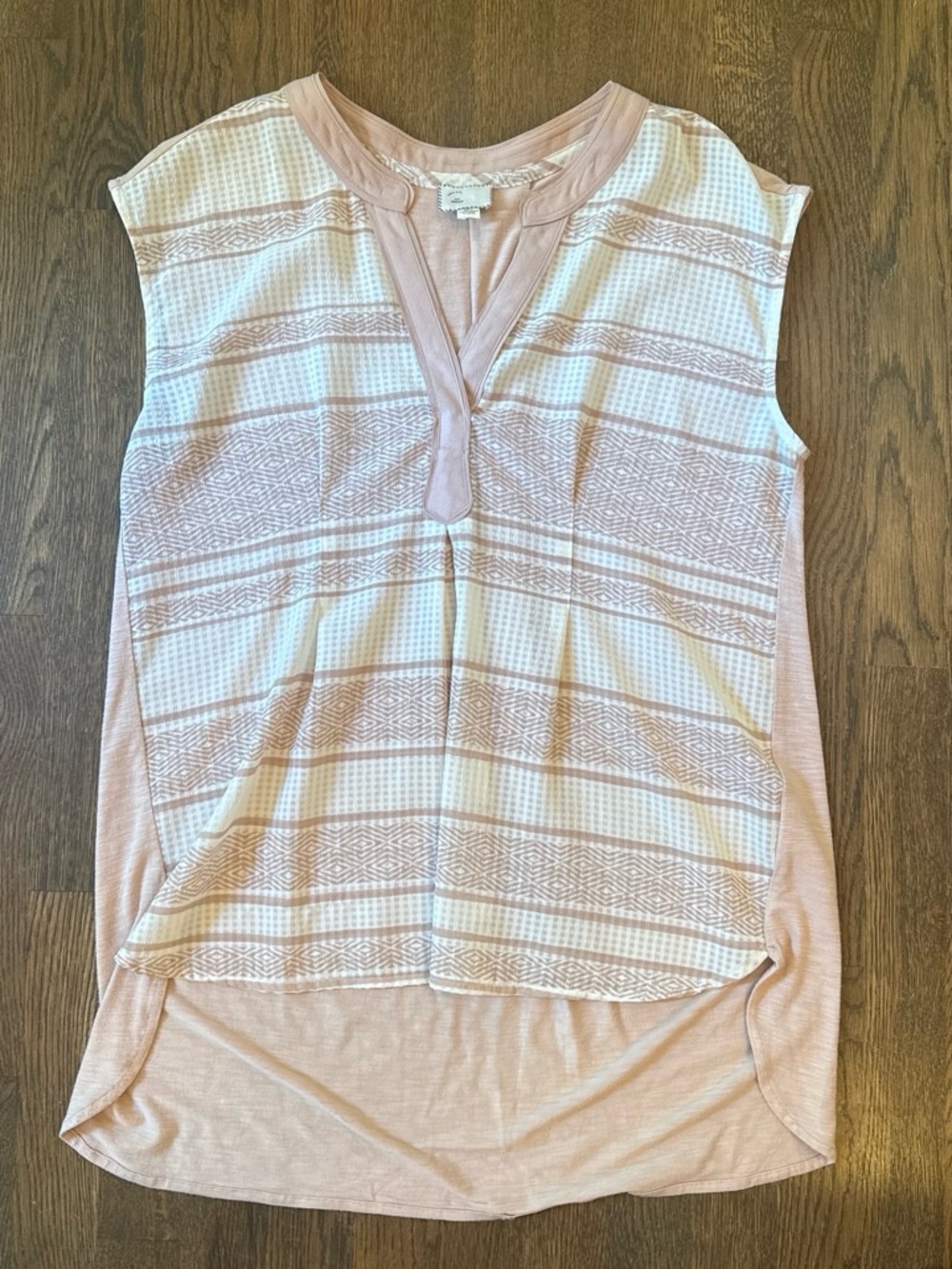Light Pink Patterned Split-Neck Sleeveless Top - Anthropologie